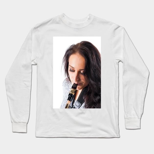 Sax Lady Long Sleeve T-Shirt by ansaharju